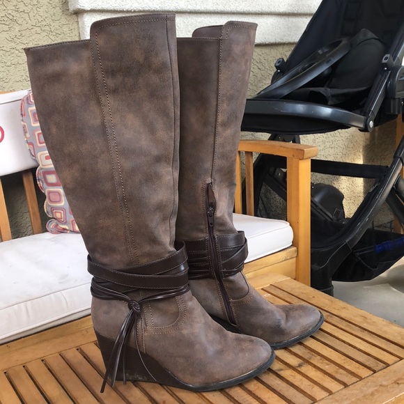 Rampage Sophie Wedge Boots grey brown - Picture 6 of 8